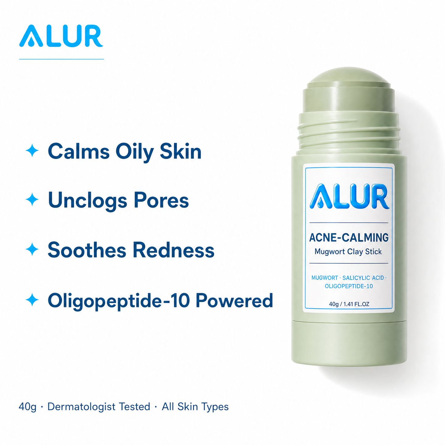 ALUR® Acne-Calming Clay Stick - Benefit Graphic
