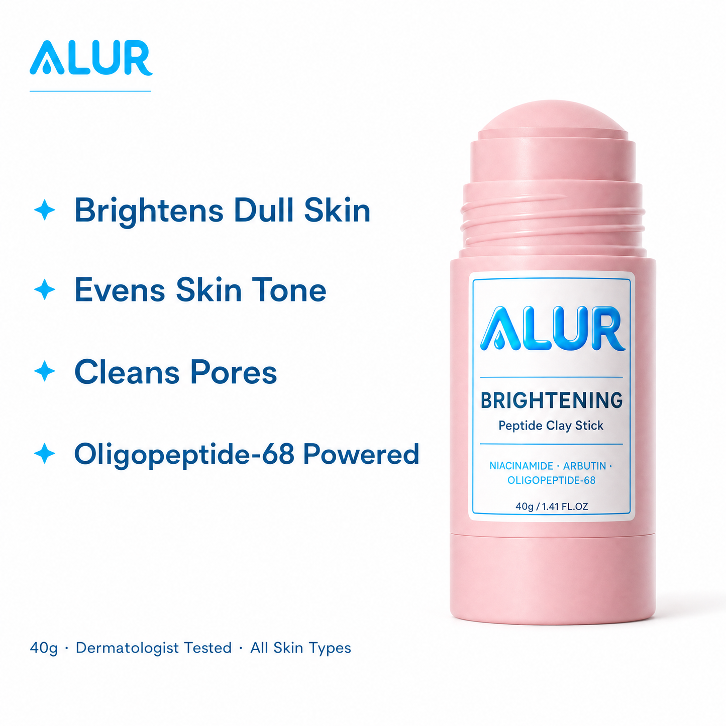 ALUR Brightening Peptide Clay Stick - Benefit Graphic