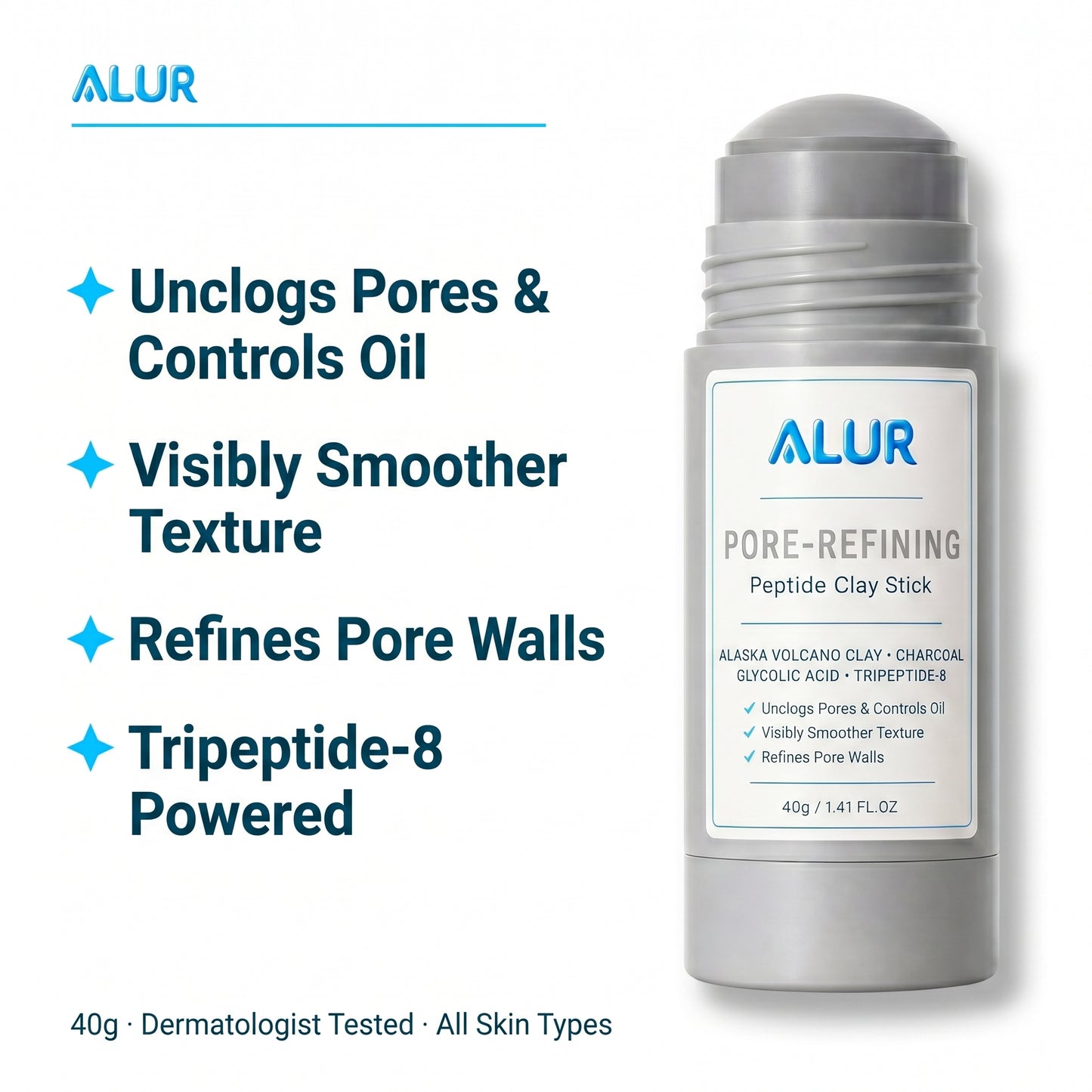 ALUR Pore-Refining Clay Stick - Benefit Graphic