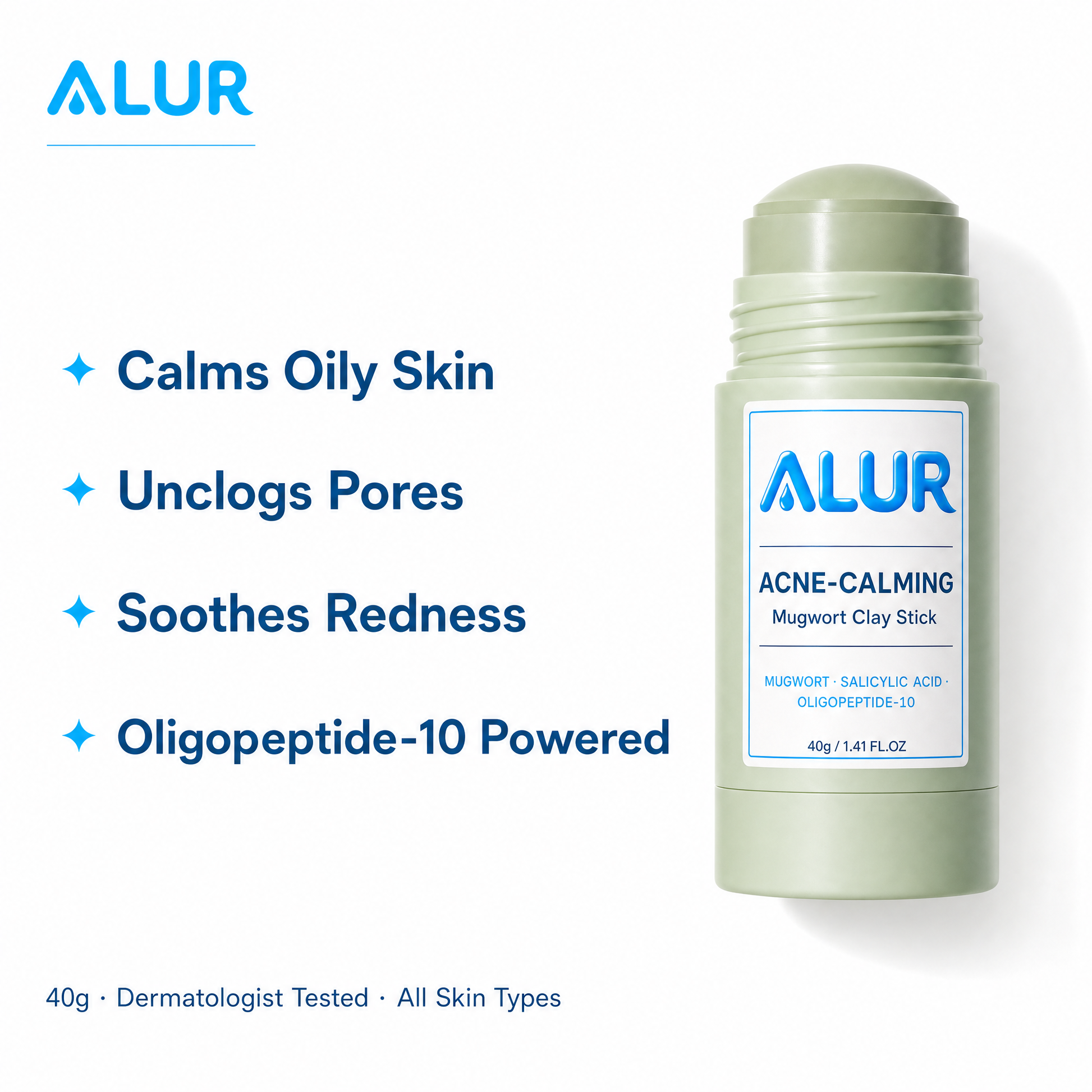 ALUR® Acne-Calming Clay Stick - Benefit Graphic