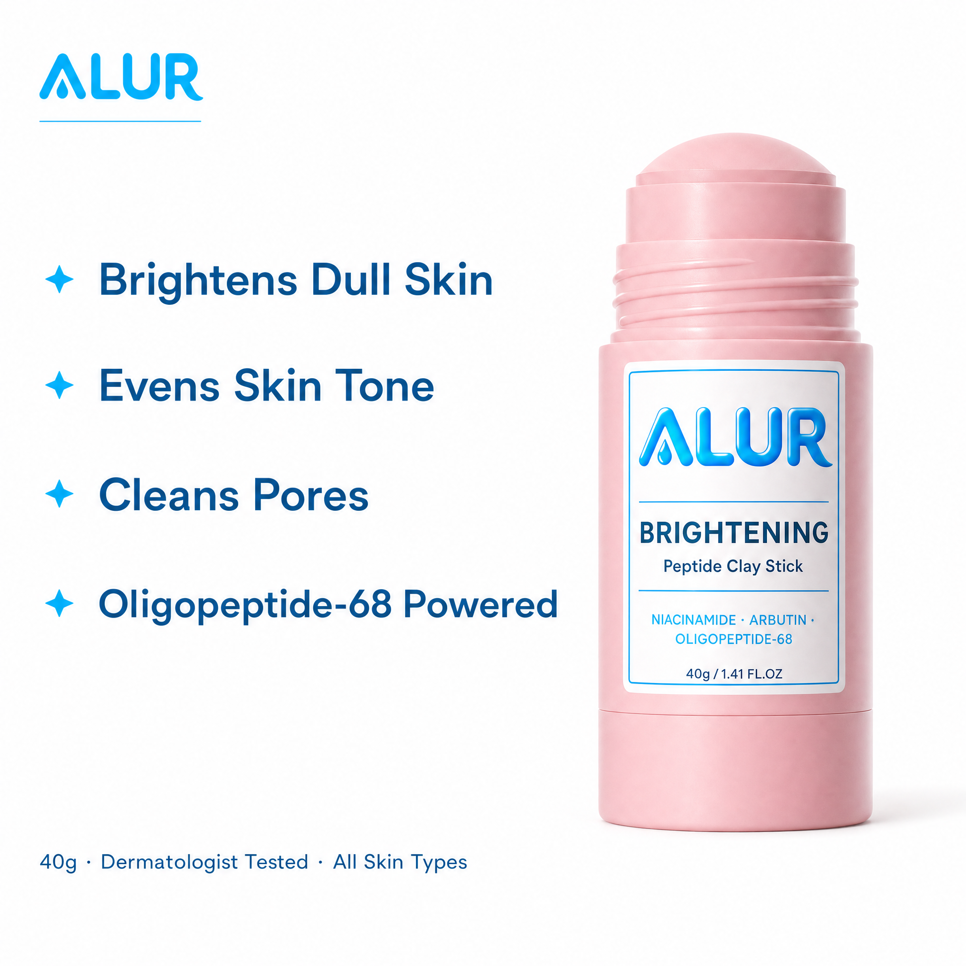 ALUR Brightening Peptide Clay Stick - Benefit Graphic