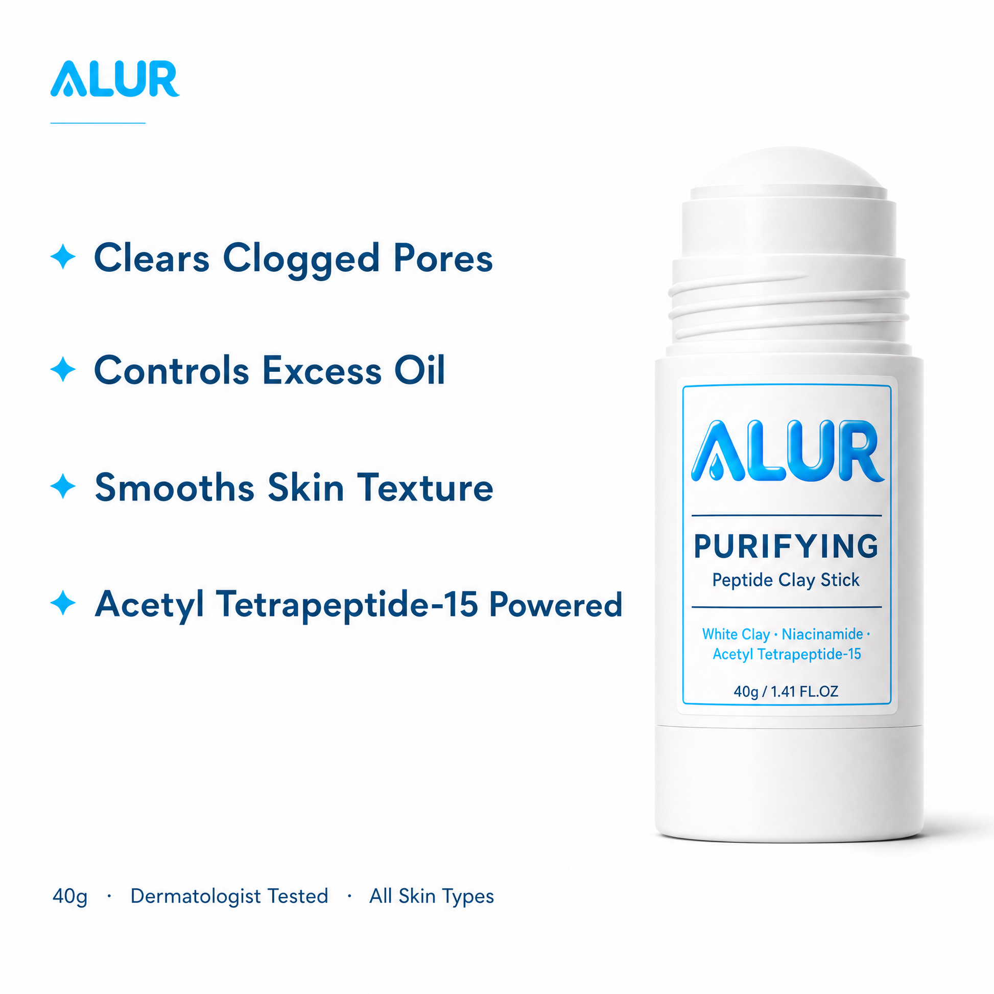 ALUR Purifying Peptide Clay Stick - Benefit Graphic