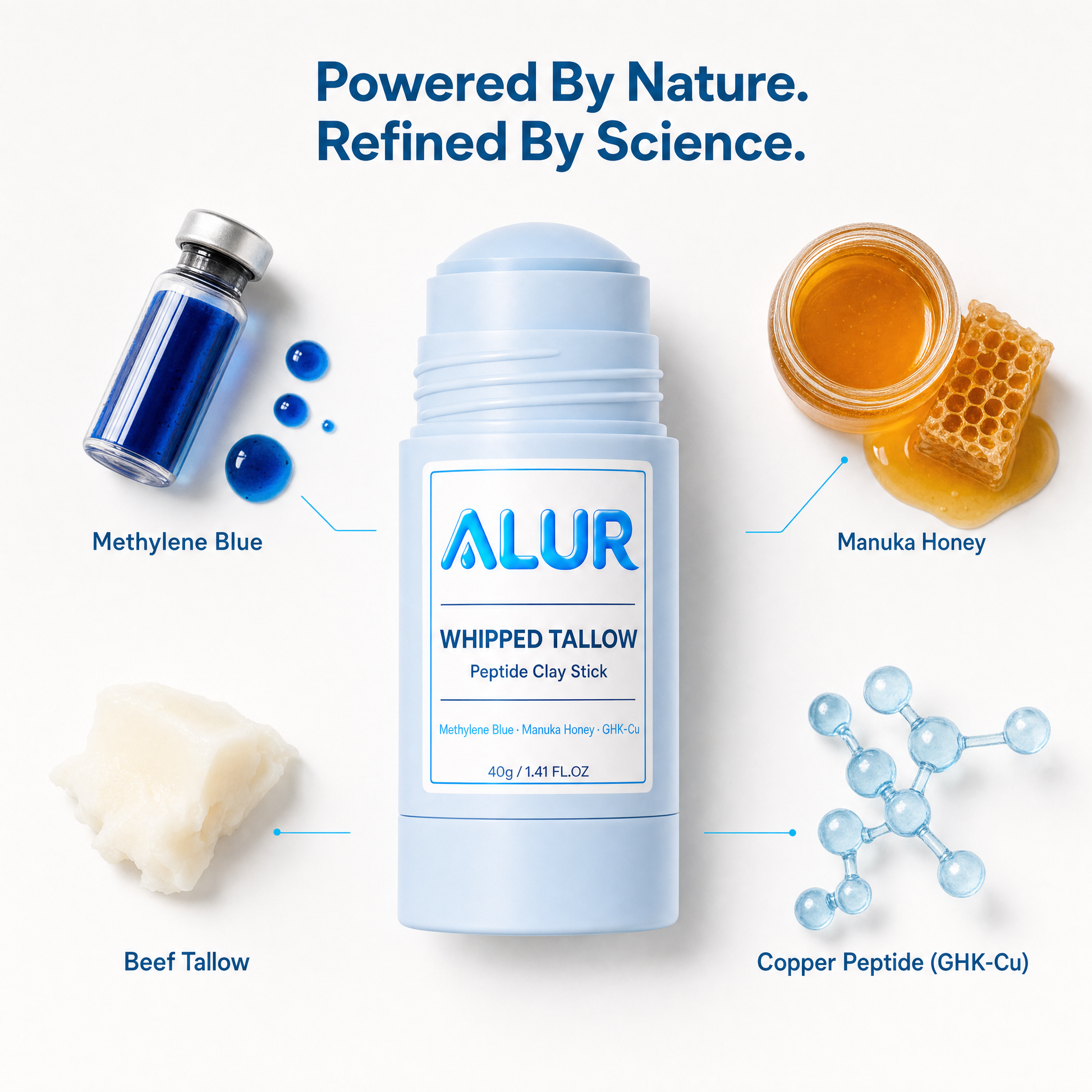 ALUR Whipped Tallow Peptide Clay Stick - Ingredients