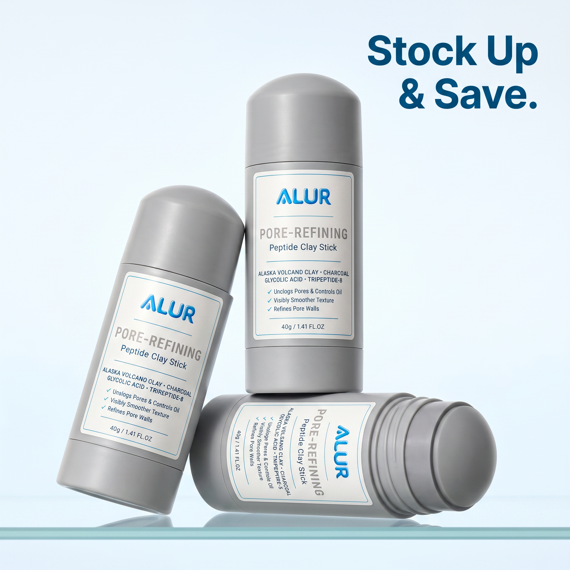 ALUR Pore-Refining Clay Stick - Bundle Stack