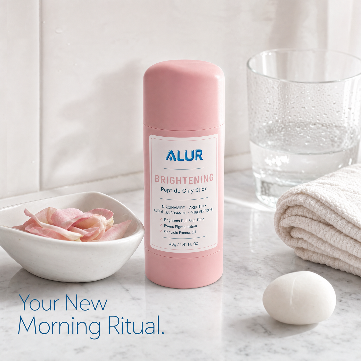 ALUR Brightening Peptide Clay Stick - Bathroom Lifestyle