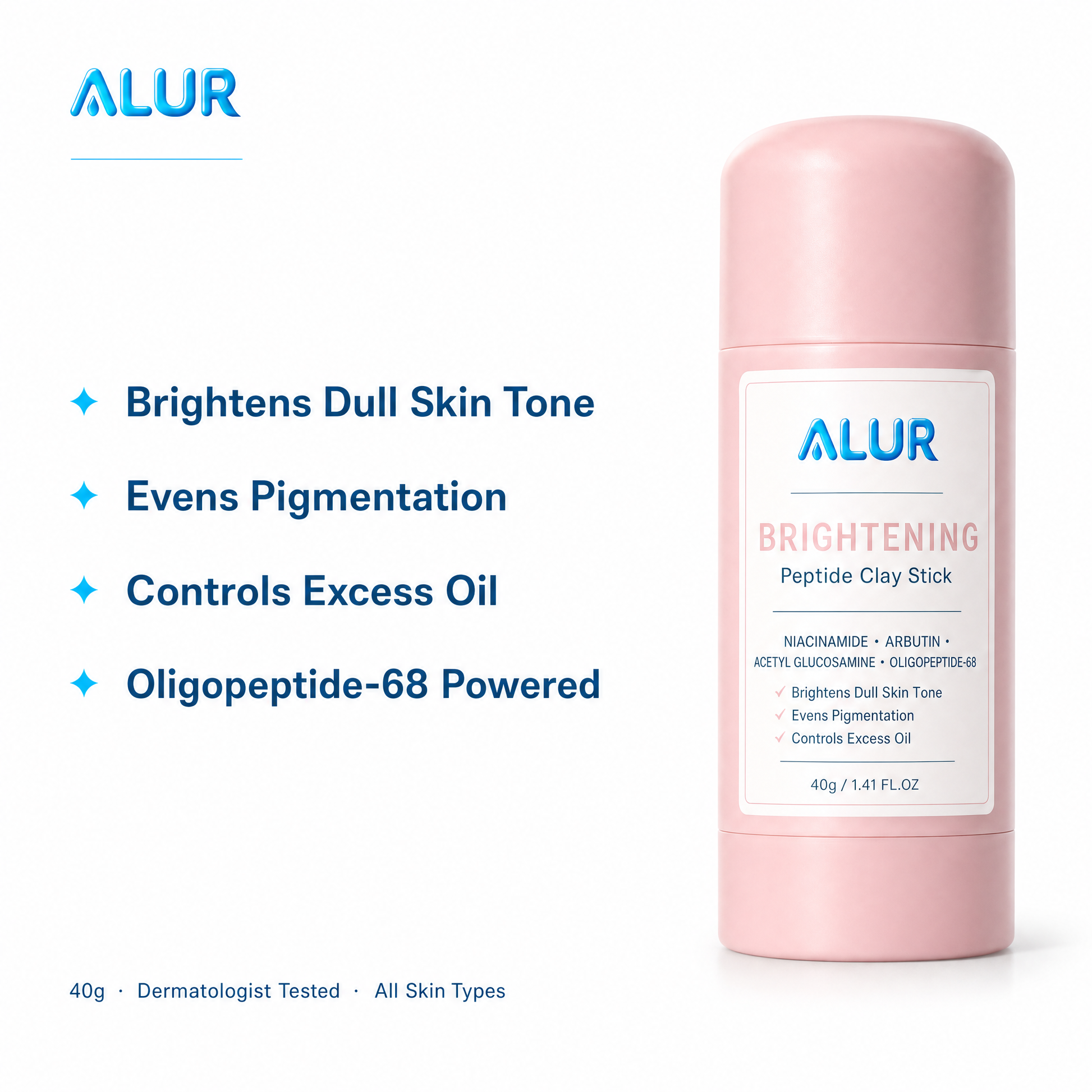 ALUR Brightening Peptide Clay Stick - Benefit Graphic
