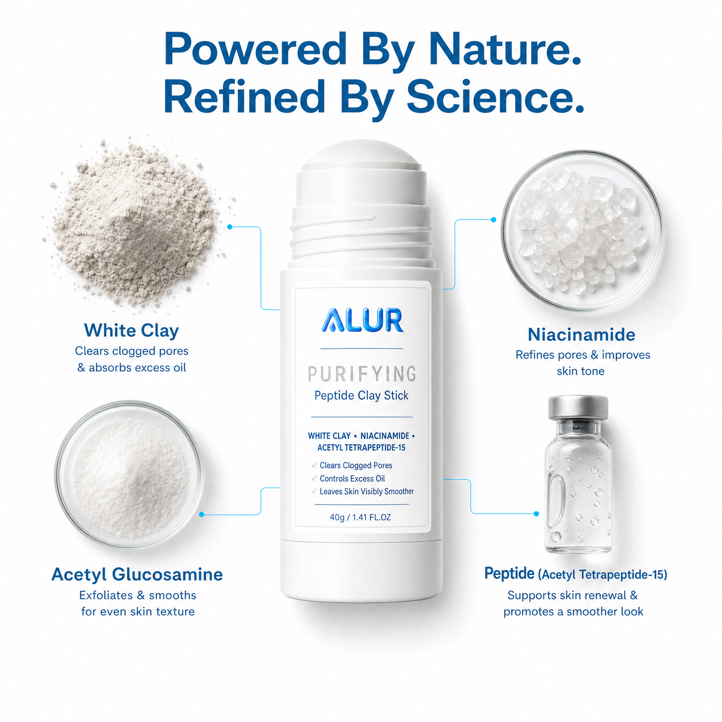 ALUR Purifying Peptide Clay Stick - Ingredient Callout