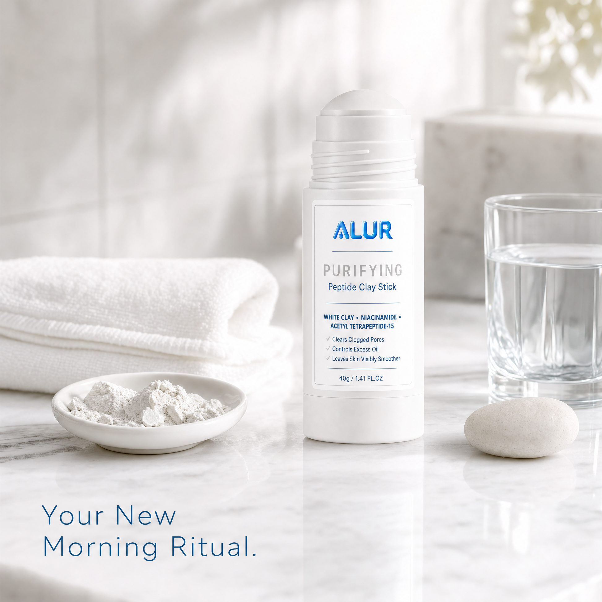 ALUR Purifying Peptide Clay Stick - Bathroom Lifestyle