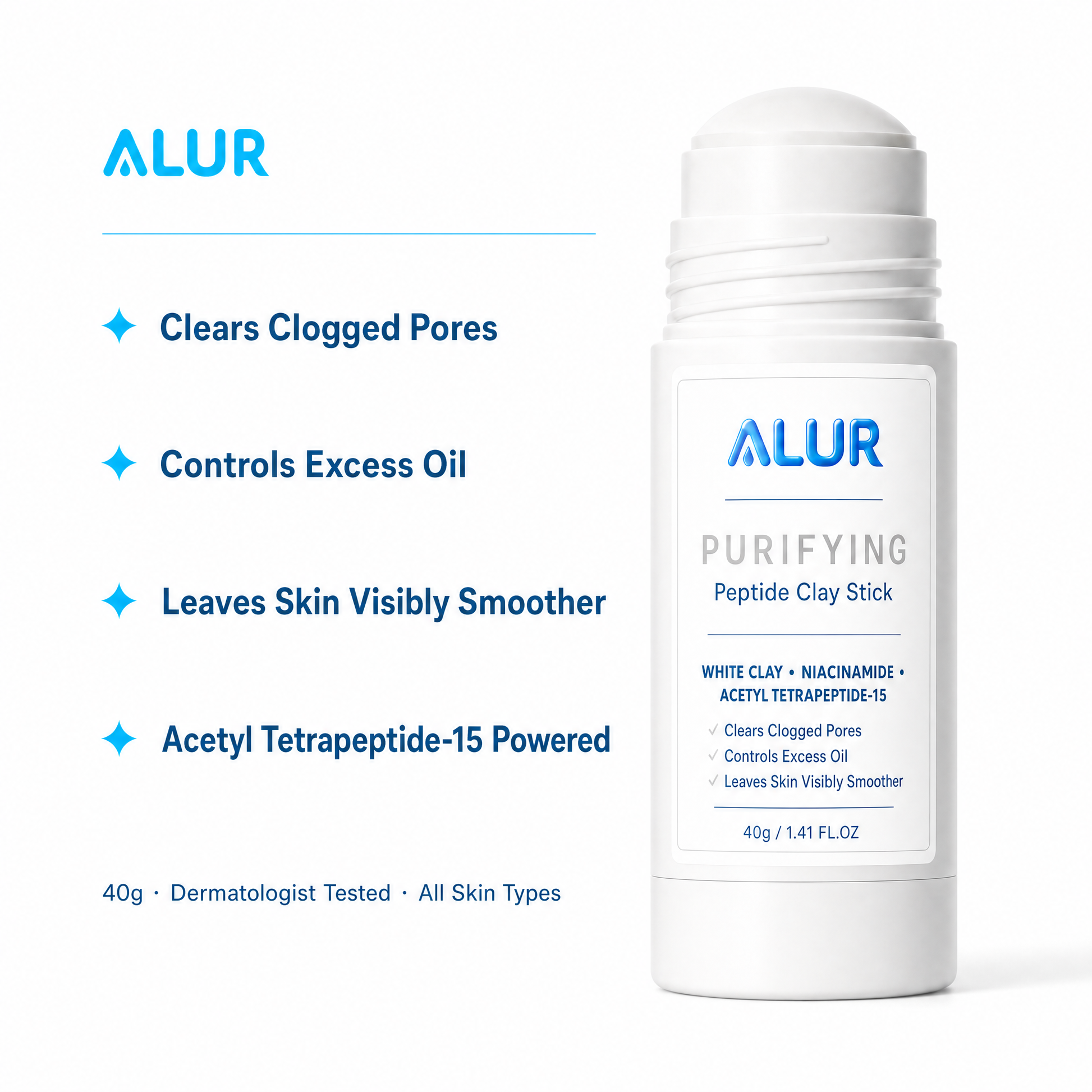 ALUR Purifying Peptide Clay Stick - Benefit Graphic